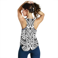 Samoa Women's Racerback Tank - Samoa Coat Of Arm, Polynesian Tattoo White,Black - Polynesian Pride