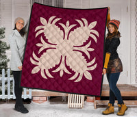 Hawaiian Premium Quilt Royal Pattern - Pink - A2 Style - Polynesian Pride