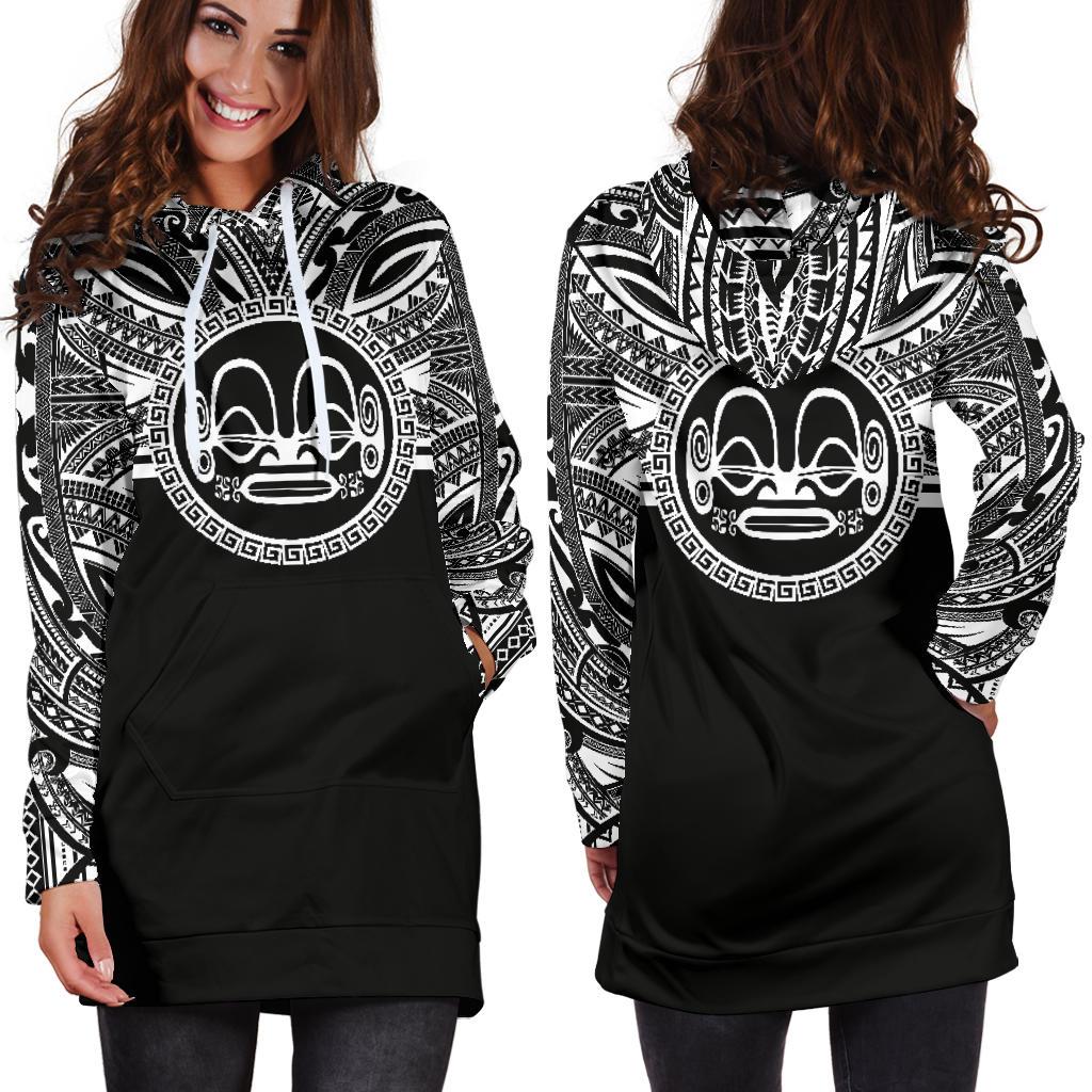 Marquesas Islands Women Hoodie Dress - Marquesas Islands Coat Of Arms Polynesian Black Color - Polynesian Pride