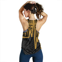 American Samoa Personalised Women's Racerback Tanks - Seal With Polynesian Pattern Heartbeat Style (Gold) - Polynesian Pride