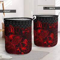Fiji Laundry Basket - Polynesian Turtle Hibiscus Red - Polynesian Pride