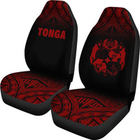 Tonga Car Seat Covers - Tonga Coat Of Arms Polynesian Tattoo Fog Deep Red - Polynesian Pride