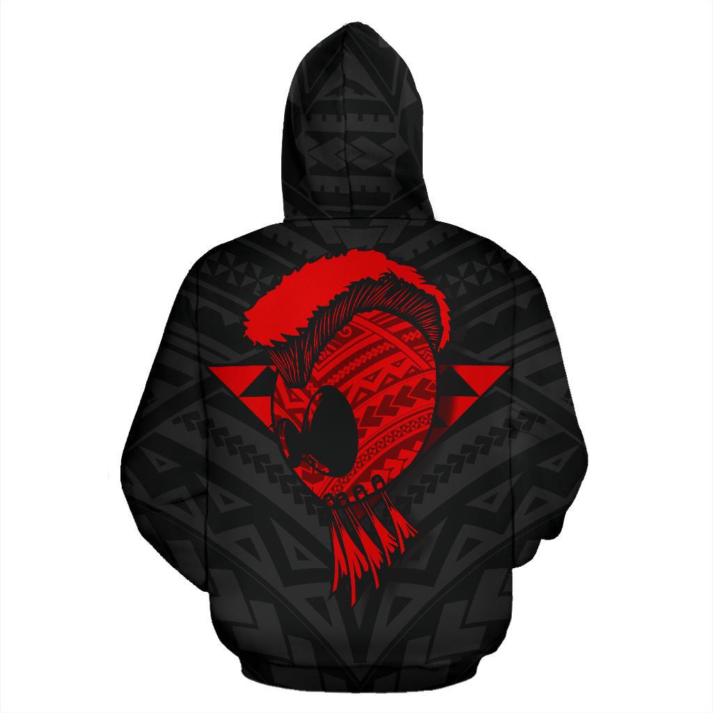 Hawaii Helmet Polynesian Red Kanaka Warrior Hoodie (Zip) - Polynesian Pride