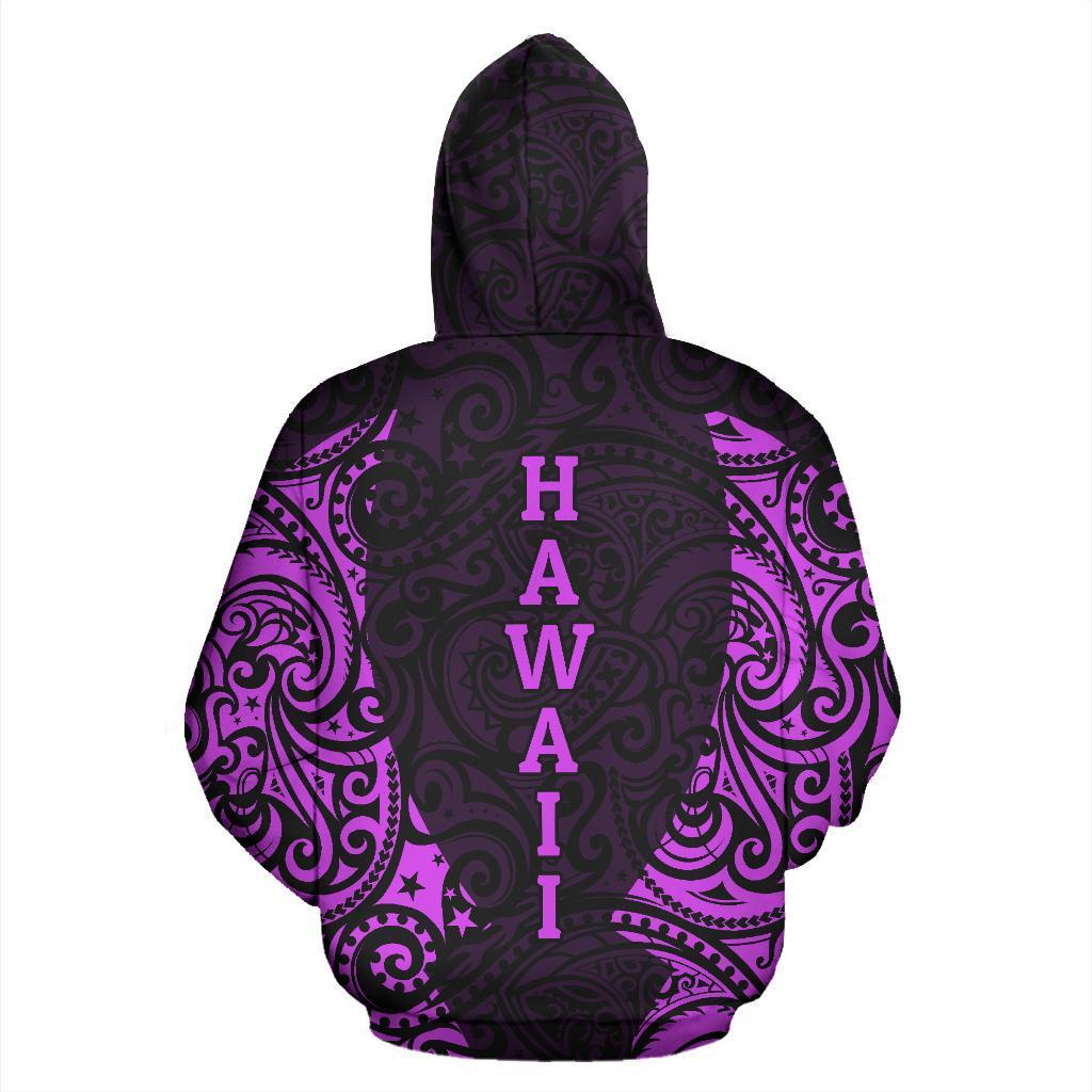 Hawaii Hoodie Hibiscus Polynesian Tattoo Purple - Polynesian Pride