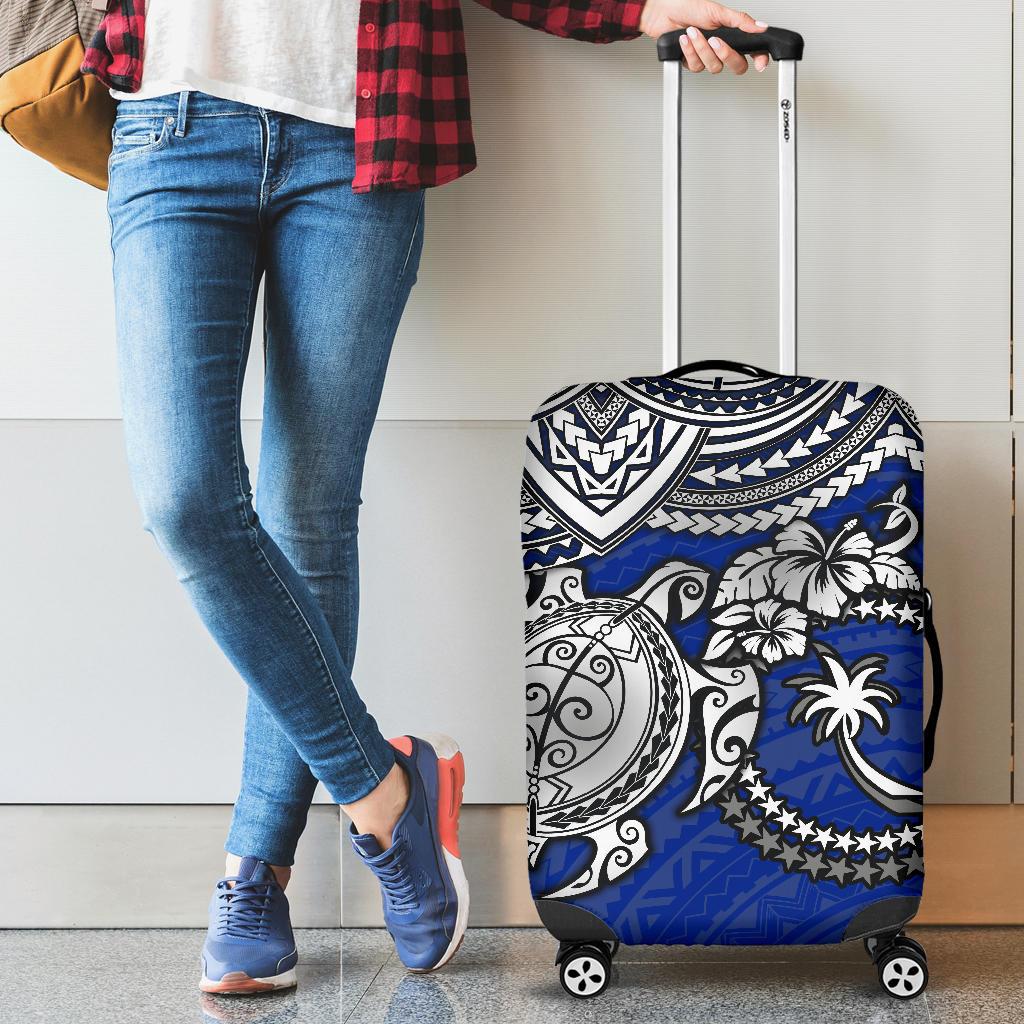 Chuuk Polynesian Luggage Covers - White Turtle (Blue) BLUE - Polynesian Pride