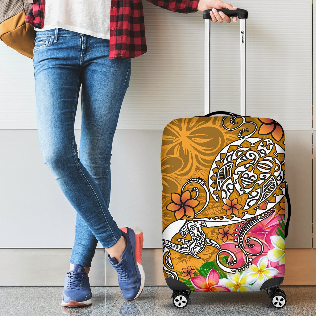 Polynesian Luggage Covers - Turtle Plumeria Gold Color Gold - Polynesian Pride