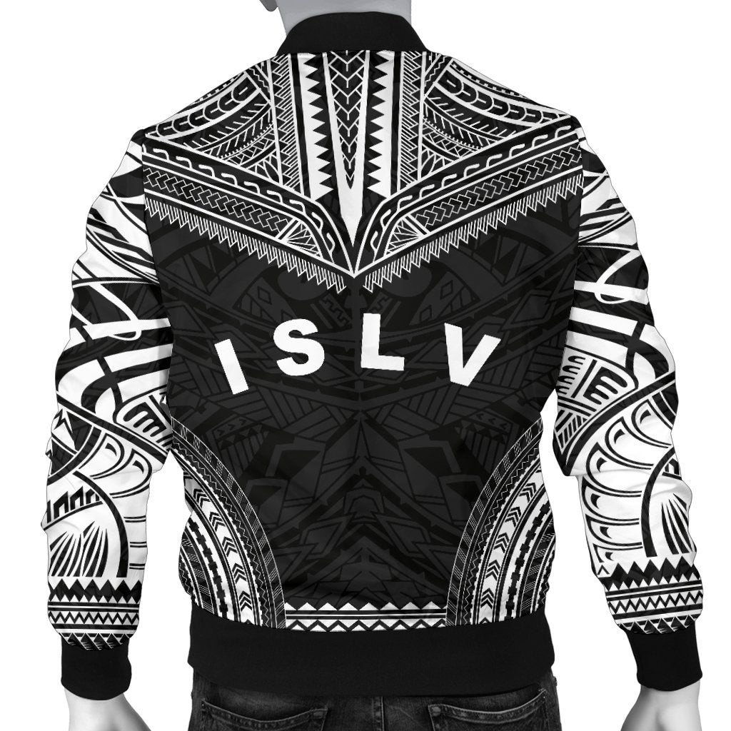 Society Islands Polynesian Chief Men's Bomber Jacket - Black Version - Polynesian Pride