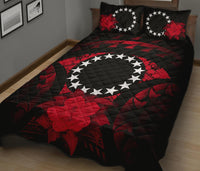 Cook Islands Polynesian Quilt Bed Set Hibiscus Red - Polynesian Pride
