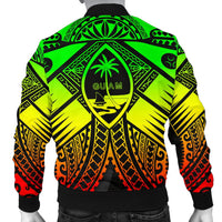 Guam Polynesian Men's Bomber Jacket - Guam Reggae Seal with Polynesian Tattoo - Polynesian Pride