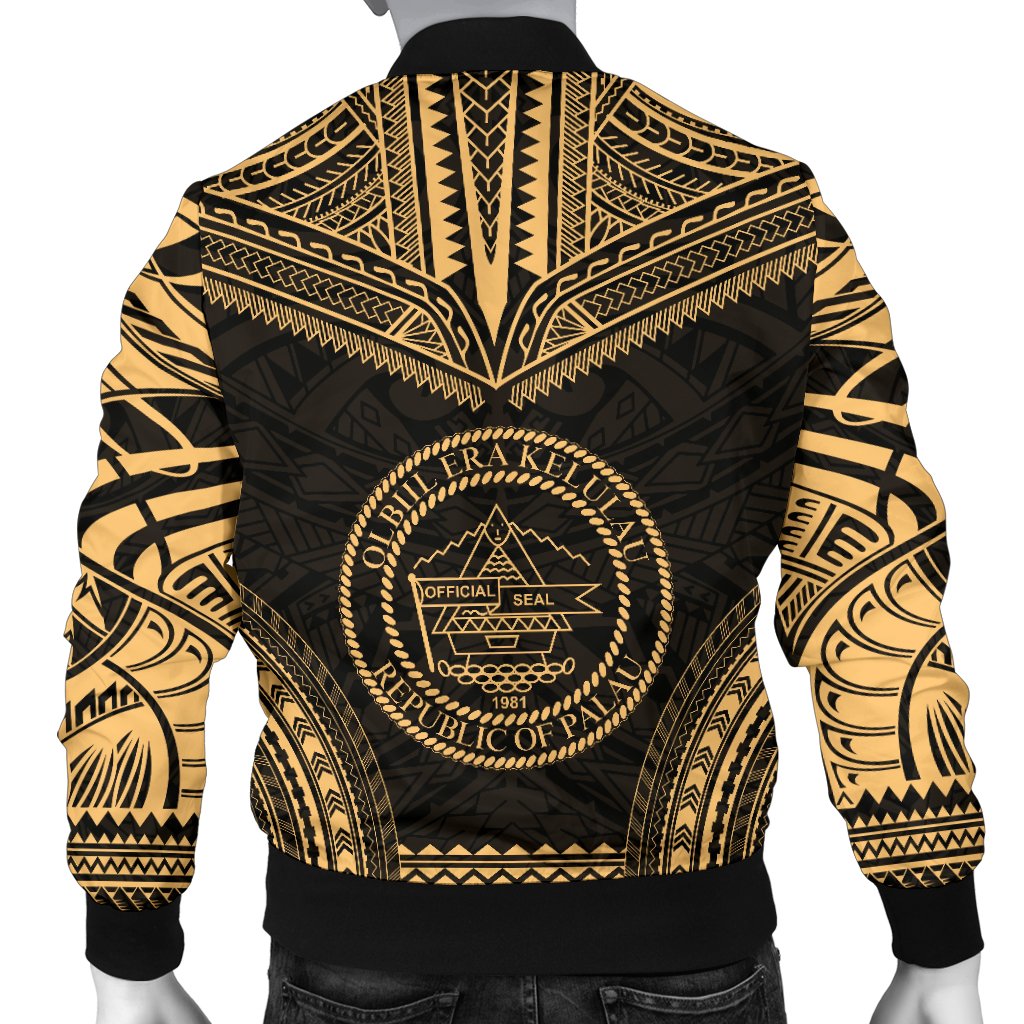 Palau Polynesian Chief Men's Bomber Jacket - Gold Version - Polynesian Pride