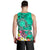 Hawaii Men's Tank Top - Turtle Plumeria Polynesian Tattoo Turquoise Color - Polynesian Pride