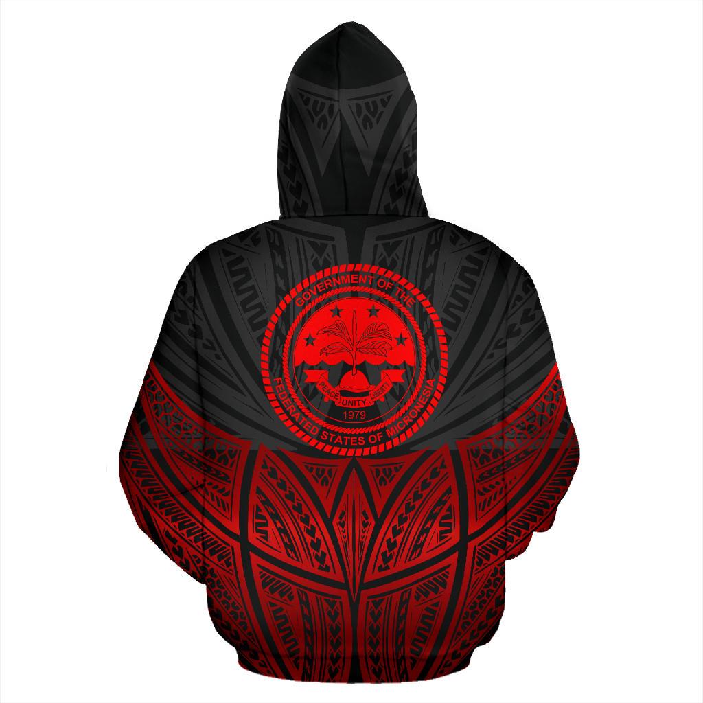 Federated States of Micronesia Polynesian Hoodie Red Black Pride Map nd Seal - Polynesian Pride