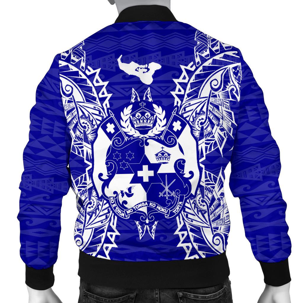 Tonga Polynesian Men's Bomber Jacket Map Blue - Polynesian Pride