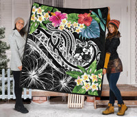Tonga Polynesian Premium Quilt - Summer Plumeria (Black) - Polynesian Pride