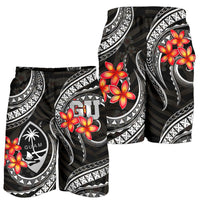 Guam Polynesian Men Shorts - Black Plumeria - Polynesian Pride