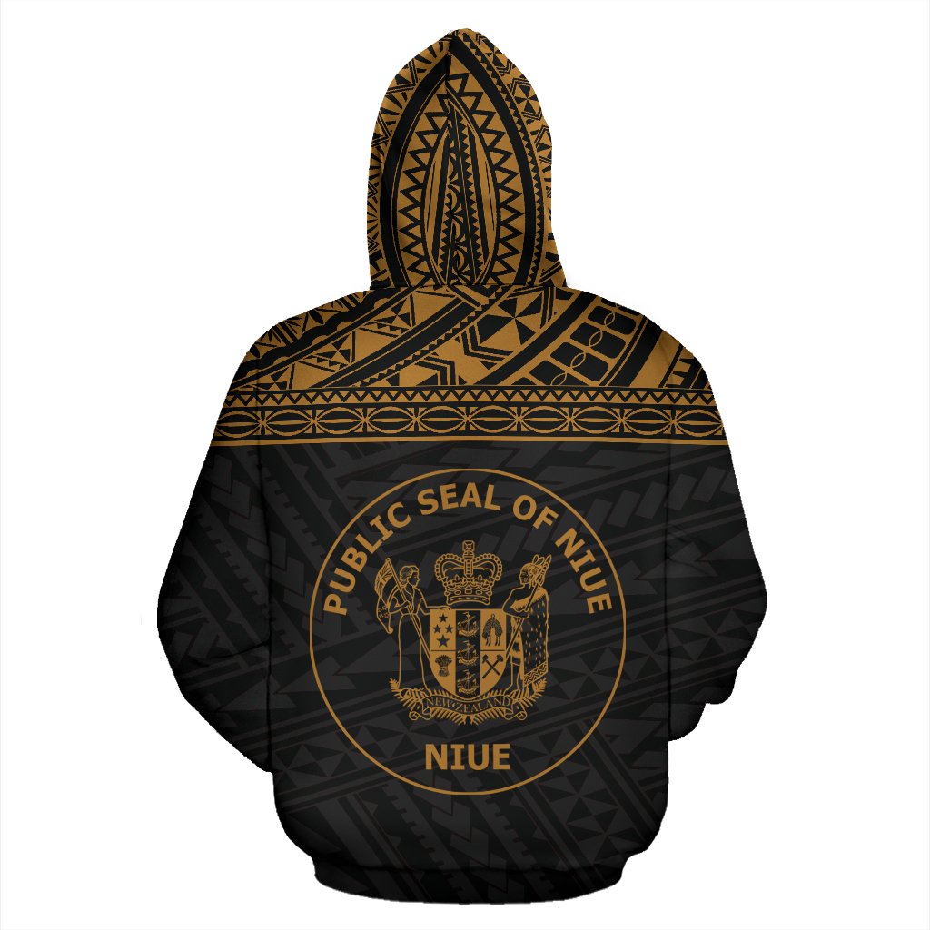 Niue Polynesian Custom Zip up Hoodie Horizontal Gold - Polynesian Pride