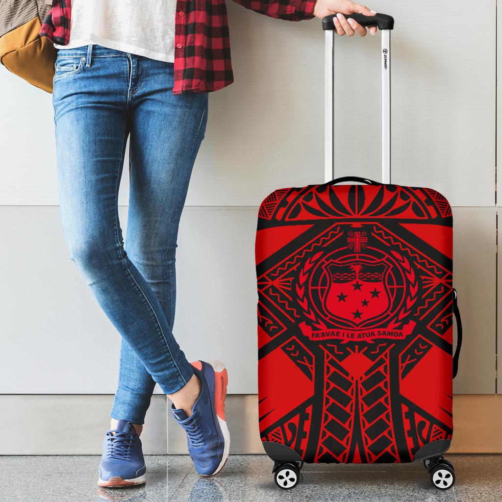 Samoa Polynesian Luggage Covers - Samoa Red Seal with Polynesian Tattoo Red - Polynesian Pride