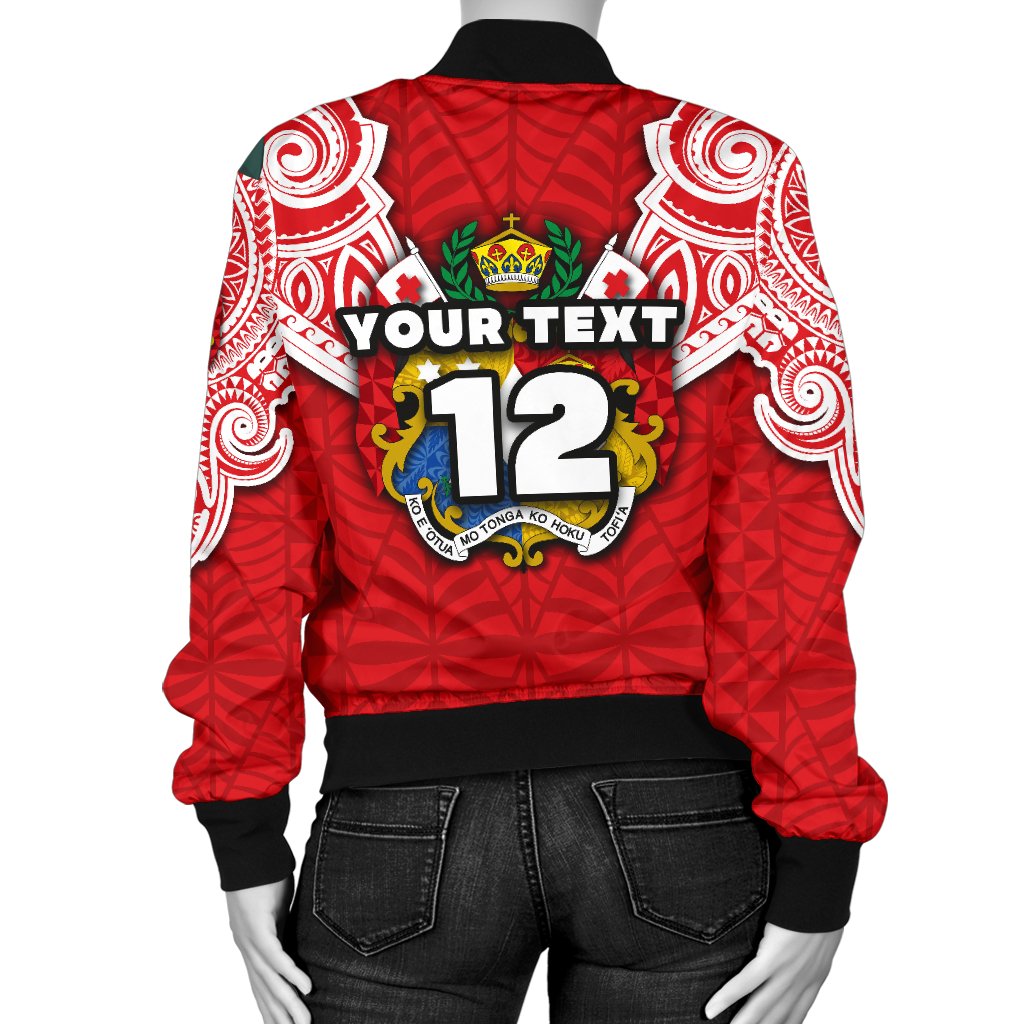 (Custom Personalised) Tonga Rugby Women's Bomber Jacket Royal Style - Polynesian Pride