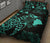 Turtle Hibiscus Map Turquoise Quilt Bed Set - Polynesian Pride