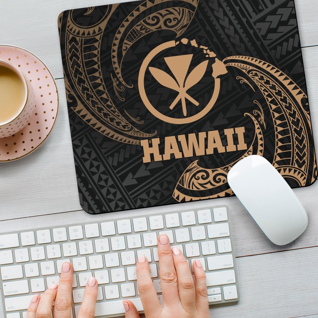 Hawaii Polynesian Mouse Pad - Gold Tribal Wave - Polynesian Pride