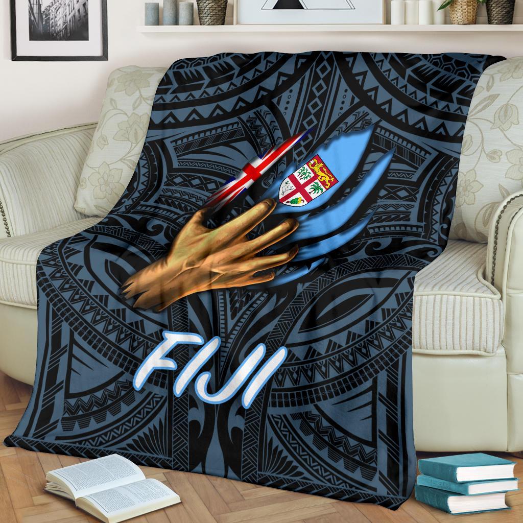 Fiji Premium Blanket - Fiji In Me (Blue) White - Polynesian Pride