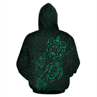 Zip up Hoodie Guam Family Turtles Map Polynesian Green - Polynesian Pride