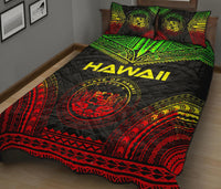 Hawaii Polynesian Chief Quilt Bed Set - Hawaii Seal Polynesian Tattoo Reggae Version - Polynesian Pride