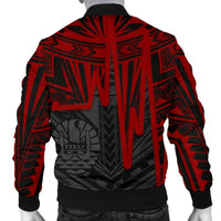 Tahiti Personalised Men's Bomber Jacket - Tahiti Seal In Heartbeat Patterns Style (Red) - Polynesian Pride