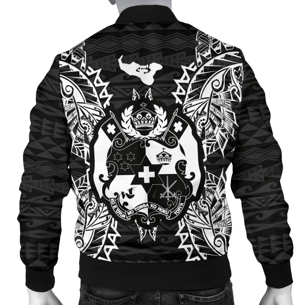 Tonga Polynesian Men's Bomber Jacket Map Black - Polynesian Pride