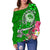 FSM Women's Off Shoulder Sweater - Turtle Plumeria (Green) - Polynesian Pride