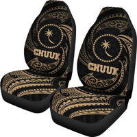 Chuuk Micronesia Car Seat Covers - Gold Tribal Wave - Polynesian Pride
