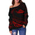 Hawaiian Mauna Kea Polynesian Women's Off Shoulder Sweater - Red - Frida Style - Polynesian Pride