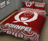 Pohnpei Quilt Bed Set - Pohnpei Flag Red Fog Style - Polynesian Pride