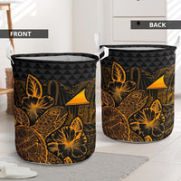 Tokelau Laundry Basket - Polynesian Turtle Hibiscus Gold - Polynesian Pride