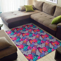Tropical Exotic Leaves And Flowers On Geometrical Ornament. Rug - Polynesian Pride