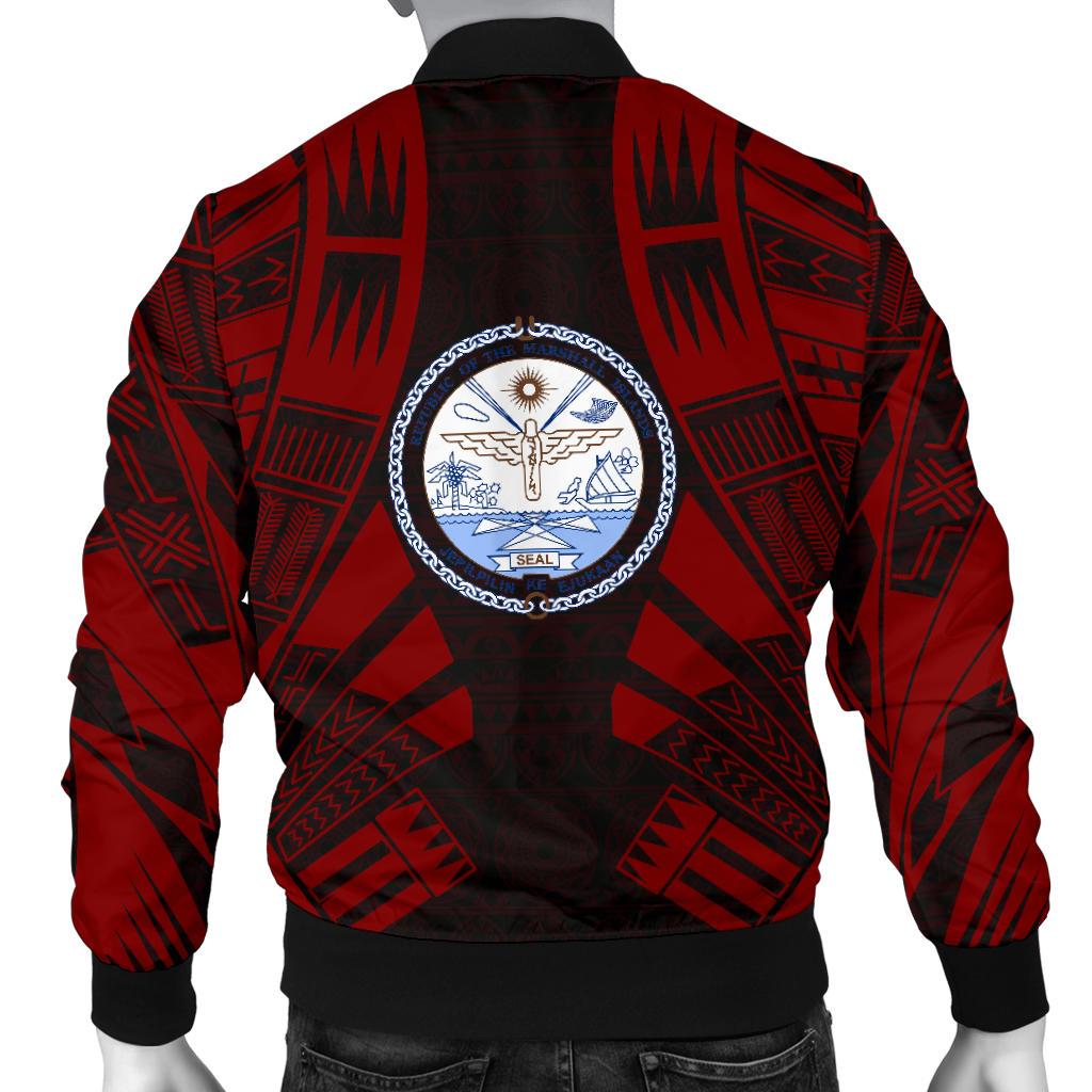 Marshall Islands Men Bomber Jackets - Polynesian Tattoo Red - Polynesian Pride