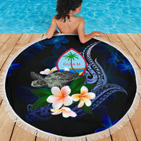 Guam Polynesian Beach Blanket - Turtle With Plumeria Flowers - Polynesian Pride