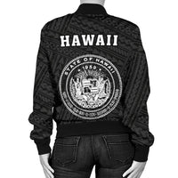 Hawaii Kakau Polynesian Coat Of Arms Men's Bomber Jacket - White - Polynesian Pride