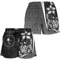 Chuuk Micronesia Women's Shorts White - Turtle With Hook - Polynesian Pride