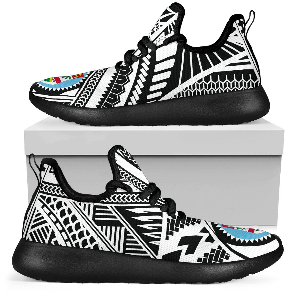 Fiji Polynesian Tattoo Mesh Knit Sneakers White - Polynesian Pride