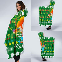 Hawaiian Mele Kalikimaka Santa Claus Pattern Christmas Hooded Blanket - Green - Labo Style - AH - Polynesian Pride