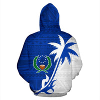 Pohnpei Zip up Hoodie Pohnpei Flag Coconut Tree - Polynesian Pride