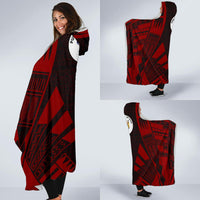 Niue Hooded Blanket - Polynesian Tattoo Red - Polynesian Pride