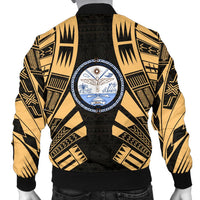 Marshall Islands Men Bomber Jackets - Polynesian Tattoo Gold - Polynesian Pride