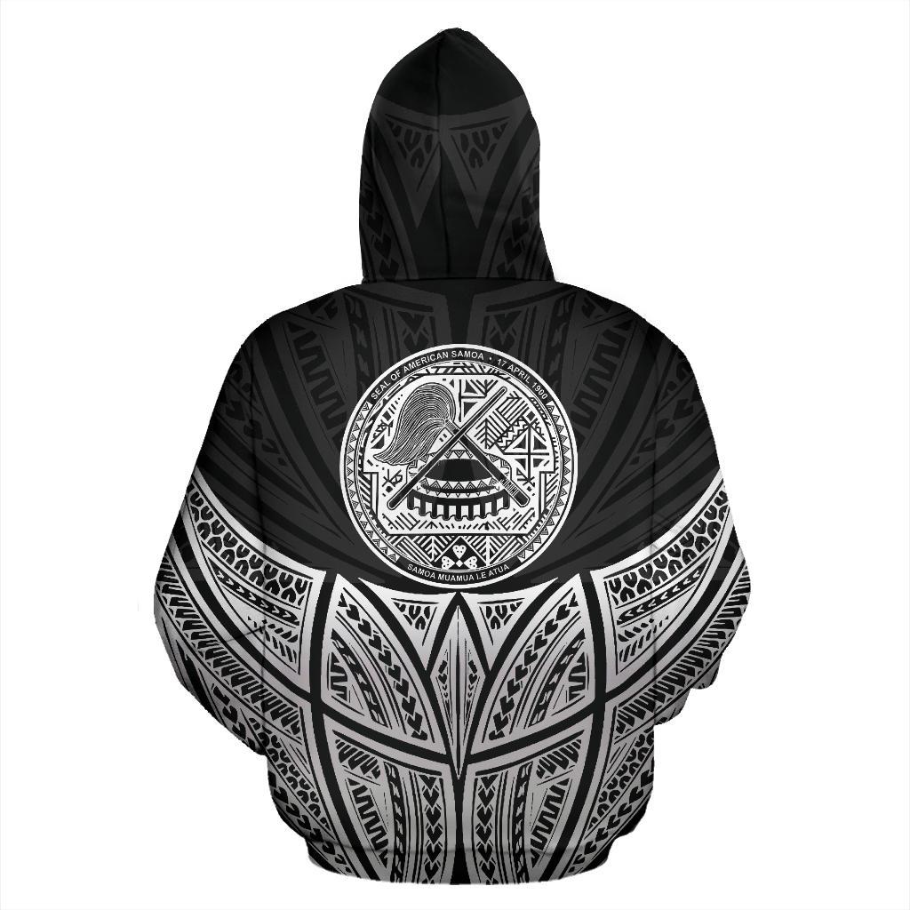 American Samoa Polynesian Hoodie Black Pride Map nd Seal - Polynesian Pride