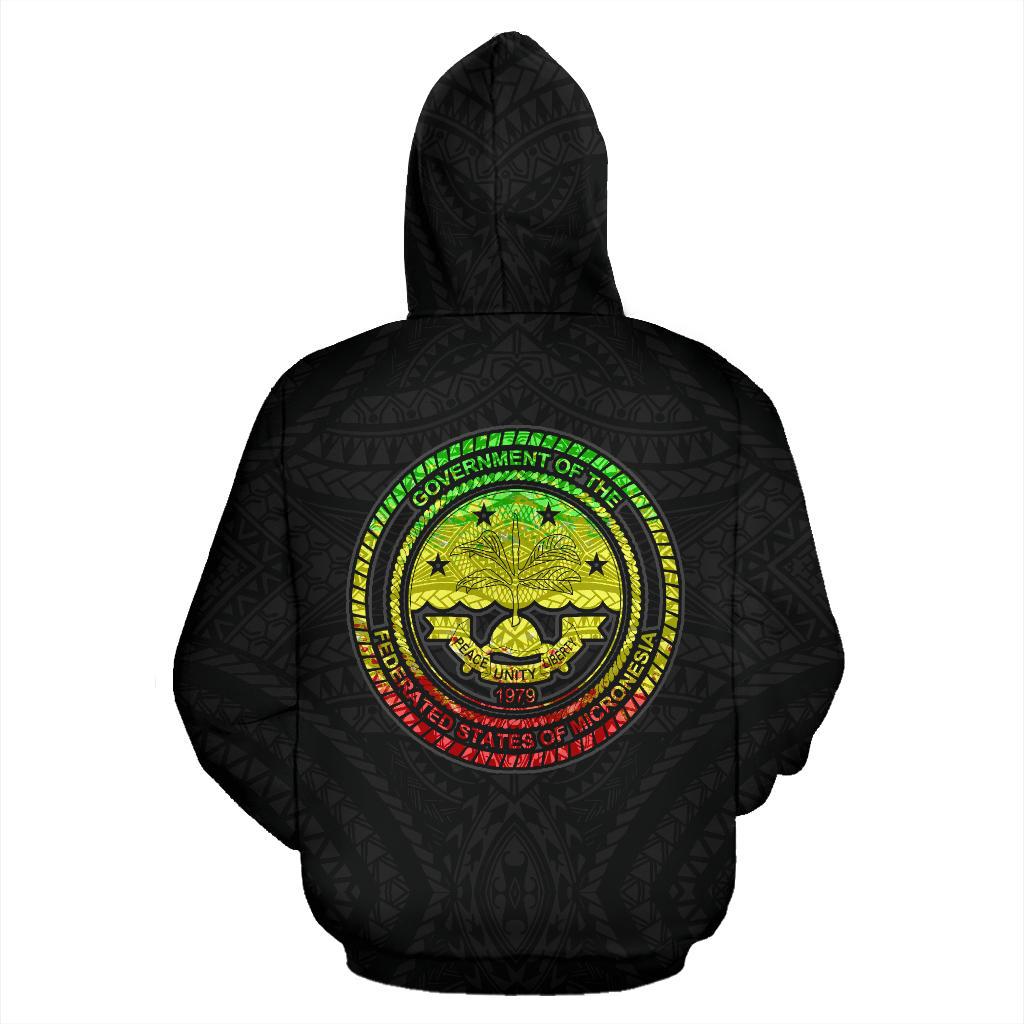 Federates States of Micronesia Custom Zip up Hoodie Micronesian Warrior Reggae - Polynesian Pride