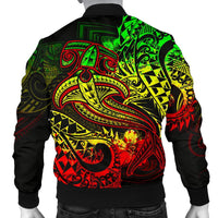 Polynesian Men's Bomber Jacket - Reggae Shark Polynesian Tattoo - Polynesian Pride