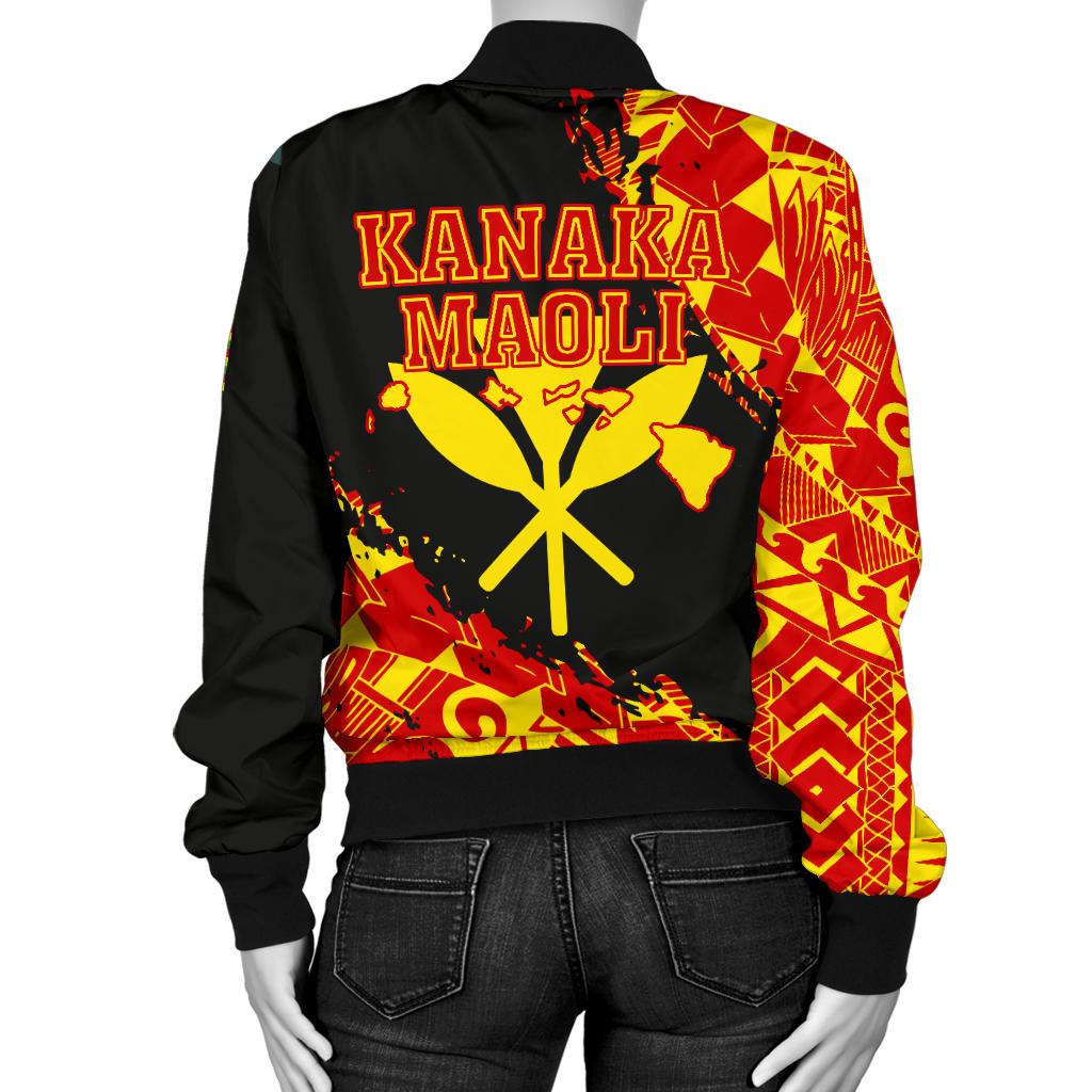 Kanaka Flag Polynesian Women's Bomber Jacket - Nora Style - Polynesian Pride