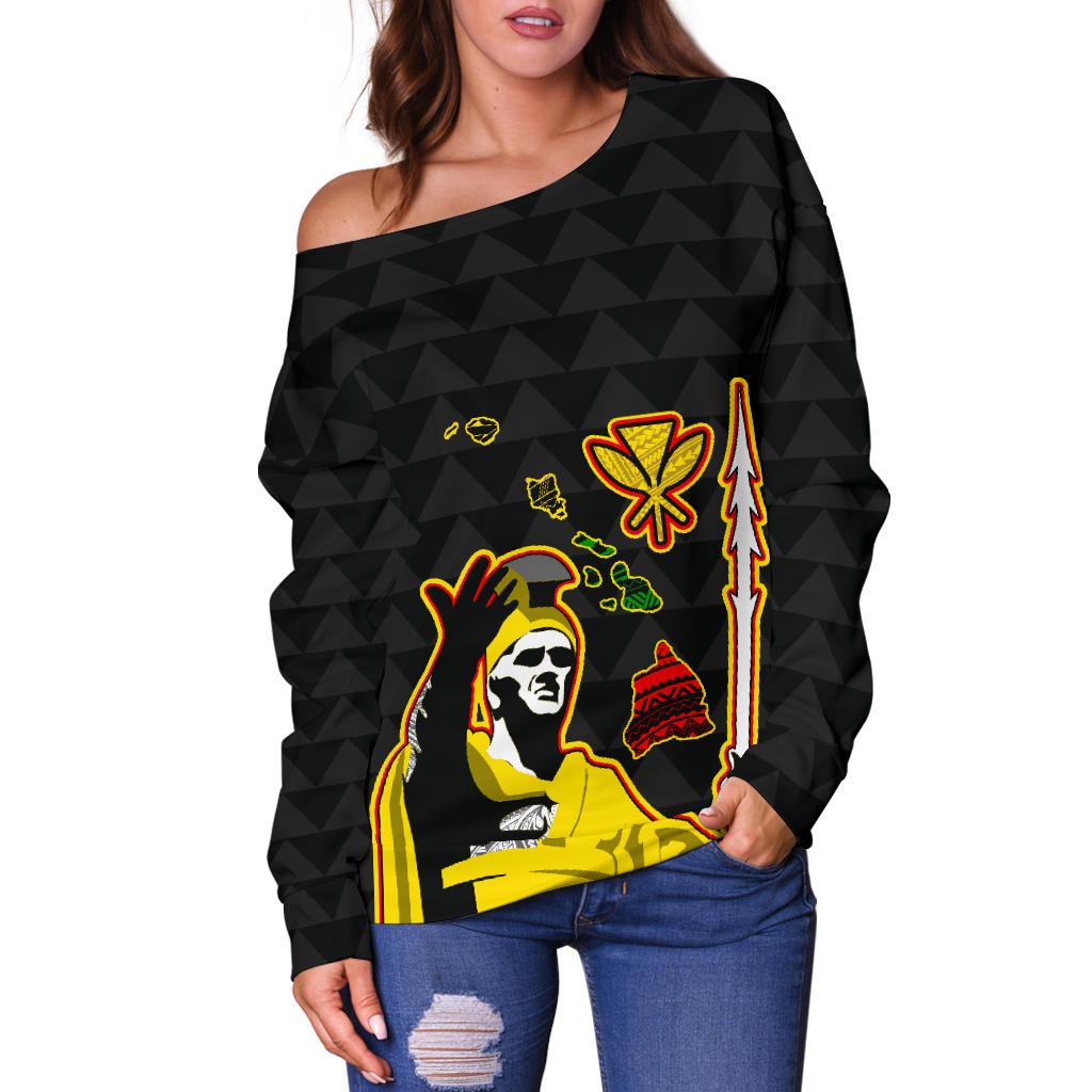 Hawaiian King Guardian Women's Off Shoulder Sweater - Polynesian Pride