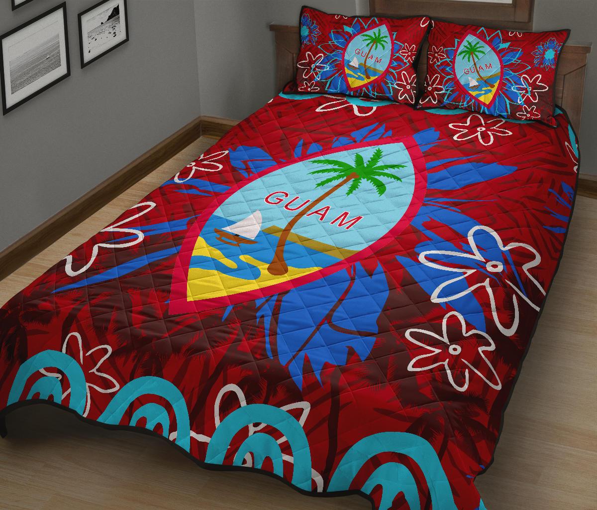 Guam Polynesian Quilt Bed Set - Guam Coat Of Arms - Polynesian Pride